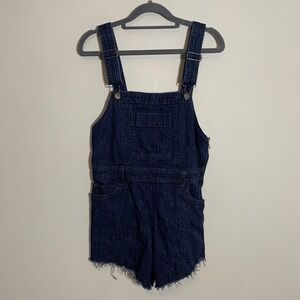 Pilcro and the Letterpress Denim Shortall Overalls Blue Frayed Raw Hem Size 25